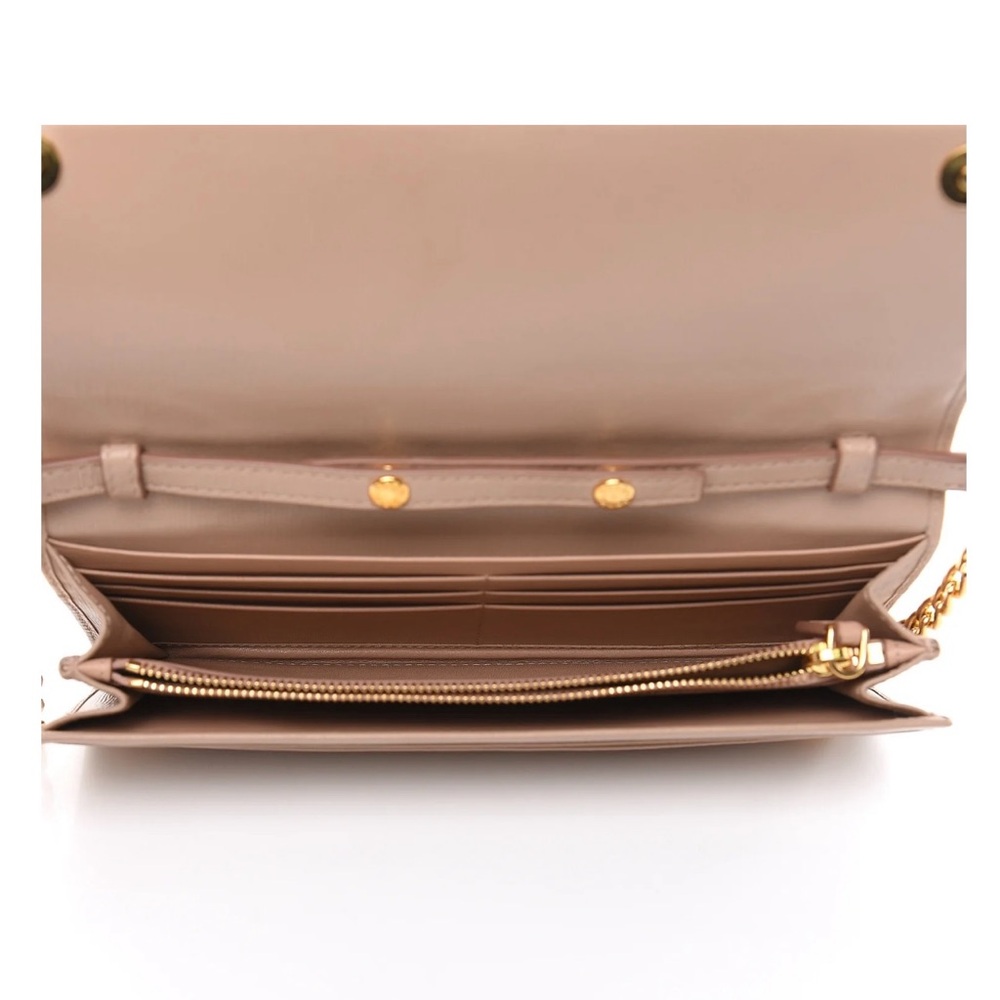 Authentic Beige Leather Clutch with Gold Chain - Picture 3 of 7
